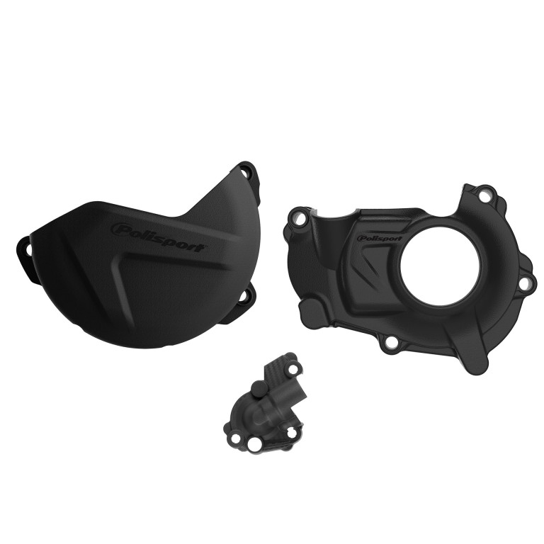 Clutch and ignition cover protector kit POLISPORT 90947 Crni