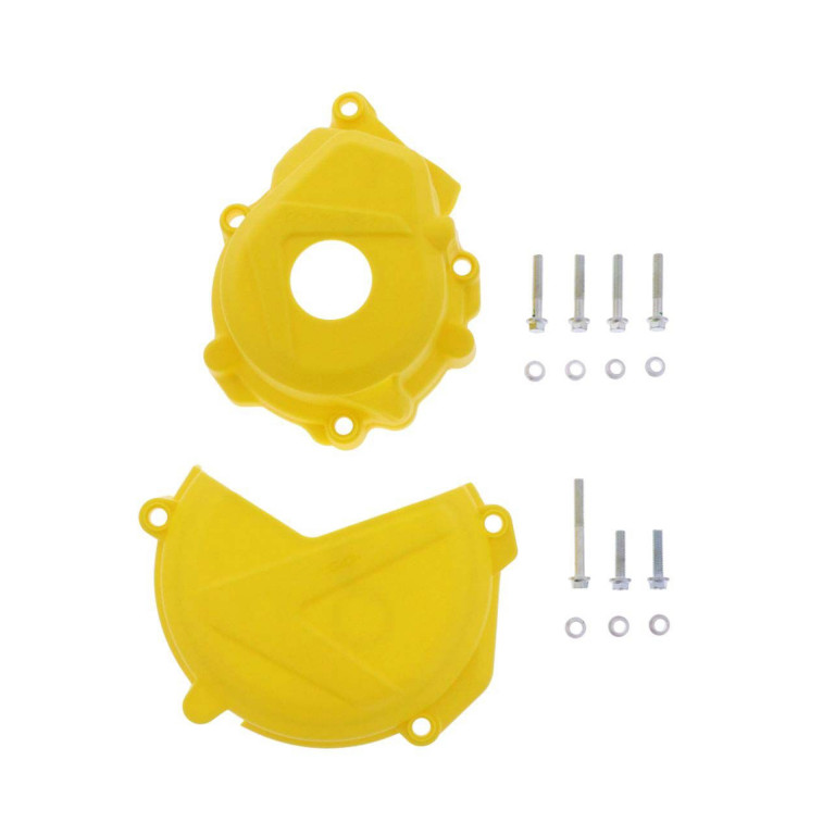 Clutch and ignition cover protector kit POLISPORT 90977 Yellow