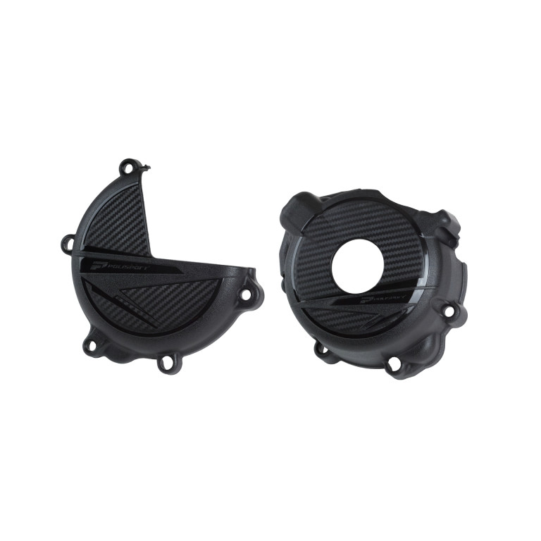 Clutch and ignition cover protector kit POLISPORT 91319 Crni