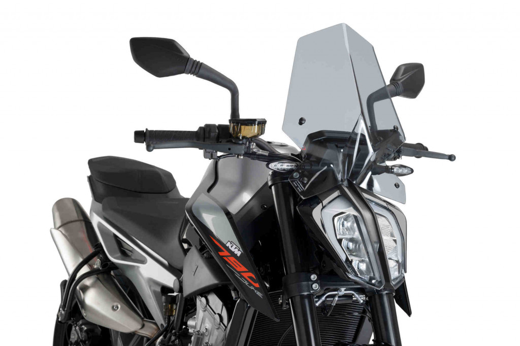 Windshield PUIG NEW GEN. SPORT 9668H smoke for KTM Duke 790 2018-2026, KTM Duke 890 / R / L 2020-2025