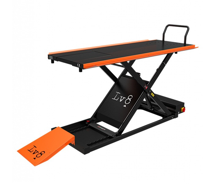 Motorcycle lift LV8 GOLDRAKE 400 FLOOR VERSION EG400E.O with electro-hydraulic unit (black and orange RAL 2009)