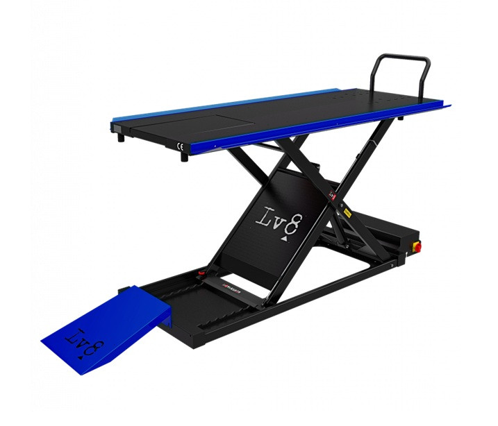 Motorcycle lift LV8 GOLDRAKE 400 FLOOR VERSION EG400O.B with air pump (black and blue RAL 5005)