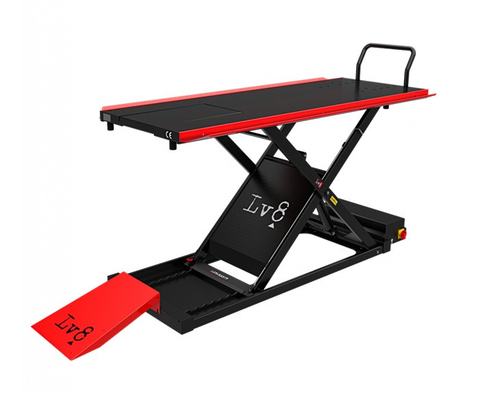Motorcycle lift LV8 GOLDRAKE 400 FLOOR VERSION EG400O.R with air pump (black and red RAL 3002)