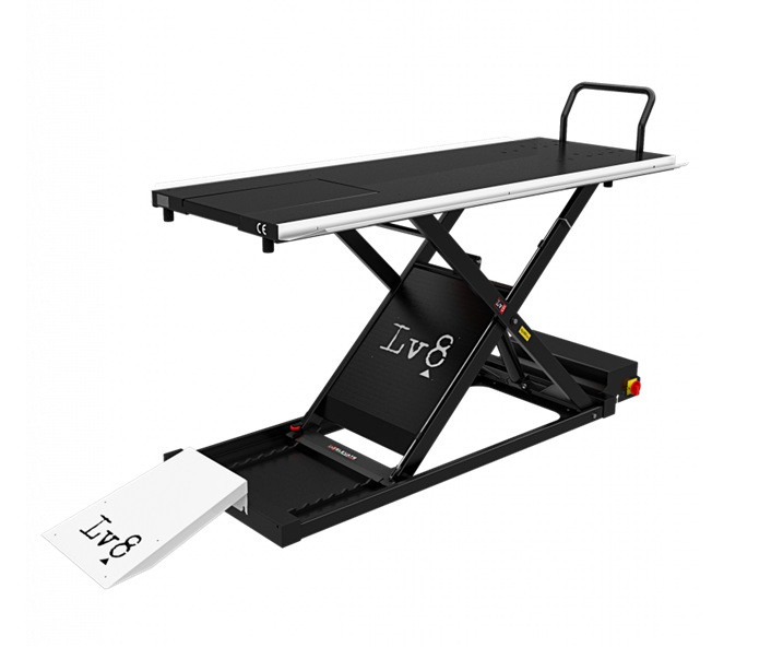 Motorcycle lift LV8 GOLDRAKE 400 FLOOR VERSION EG400O.W with air pump (black and white RAL 9016)