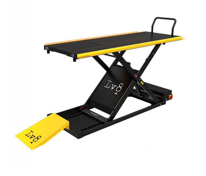 Motorcycle lift LV8 GOLDRAKE 400 FLOOR VERSION EG400O.Y with air pump (black and yellow RAL 1021)
