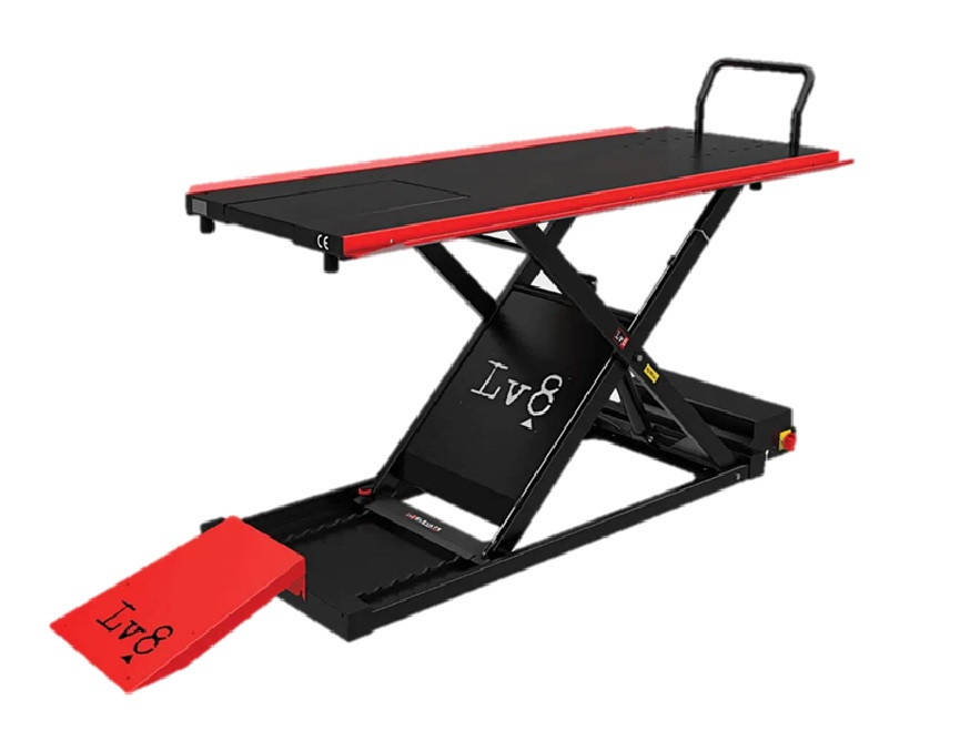Motorcycle lift LV8 GOLDRAKE 600C FLOOR VERSION EG600CE.R with electro-hydraulic unit (black and red RAL 3002)