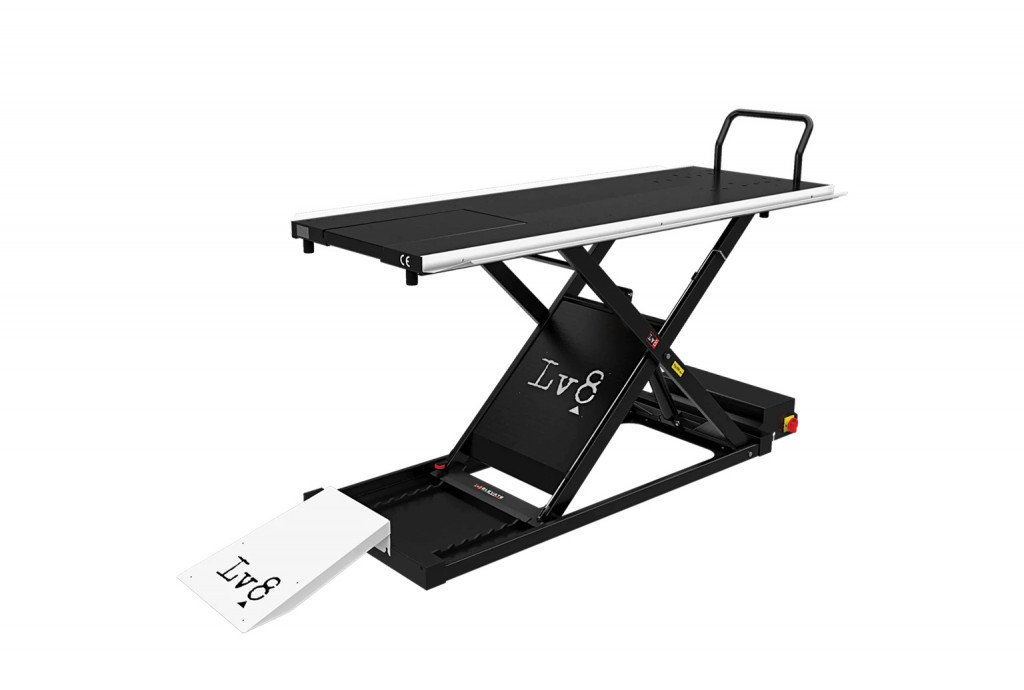 Motorcycle lift LV8 GOLDRAKE 600HC FLOOR VERSION EG600HCE.W with electro-hydraulic unit (black and white RAL 9016)