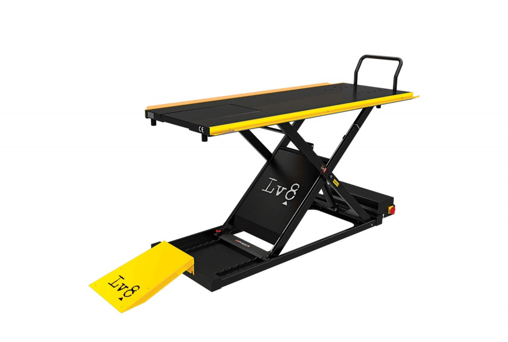 Motorcycle lift LV8 GOLDRAKE 600HC FLOOR VERSION EG600HCE.Y with electro-hydraulic unit (black and yellow RAL 1021)