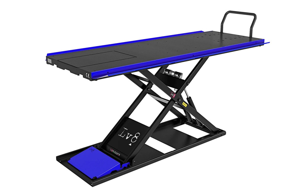 Motorcycle lift LV8 NANO 400 FLOOR VERSION EN400GE.B with electro-hydraulic unit (black and blue RAL 5005)