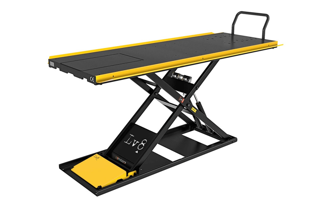 Motorcycle lift LV8 NANO 400 FLOOR VERSION EN400GE.Y with electro-hydraulic unit (black and yellow RAL 1021)