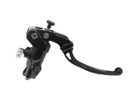 Radial brake master cylinder ACCOSSATO CL022 PRS 19 x 17-18-19 with black anodyzed body and  orange Revolution lever (nut+lever)