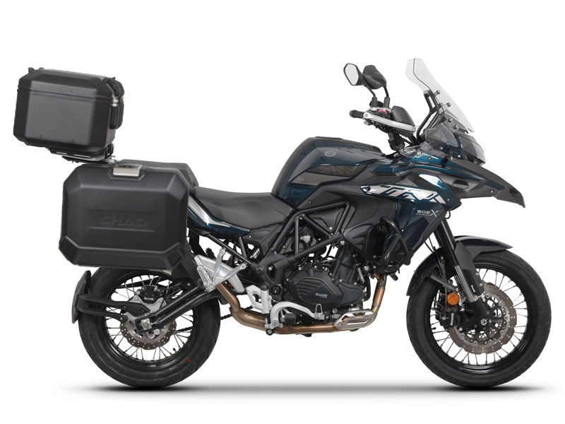 Set aluminijastih kofera sa nosači i pločo SHAD TERRA BLACK, 48L stražnji kofer in 36L/47L bočni koferi SHAD BENELLI TRK 502X