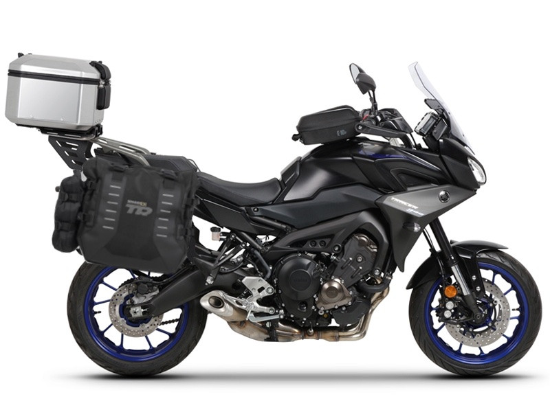 Complete set of SHAD TERRA TR40 adventure saddlebags and SHAD TERRA aluminium 48L topcase, including mounting kit SHAD YAMAHA MT-09 Tracer / Tracer 900