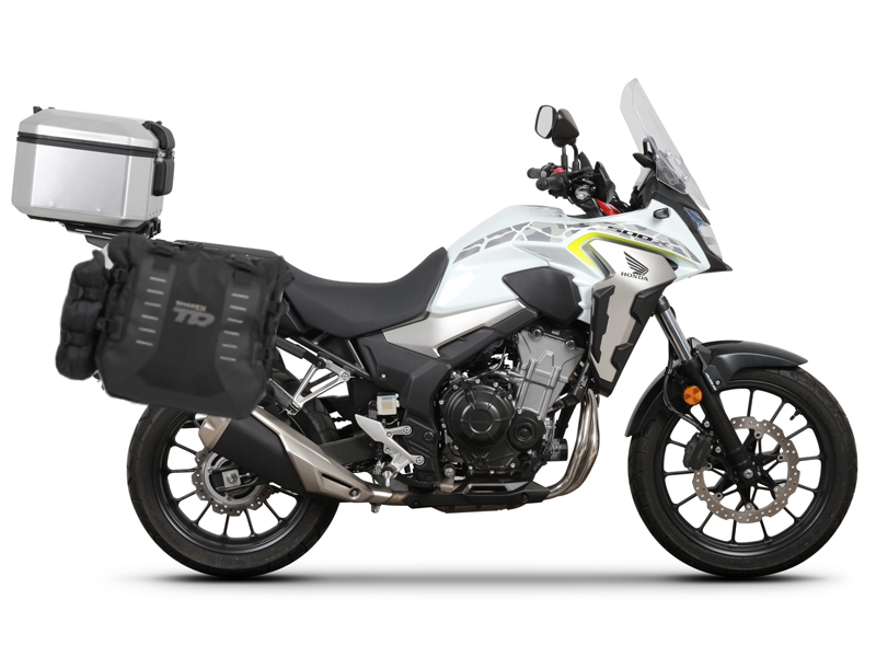 Complete set of SHAD TERRA TR40 adventure saddlebags and SHAD TERRA aluminium 48L topcase, including mounting kit SHAD HONDA CB 500 X