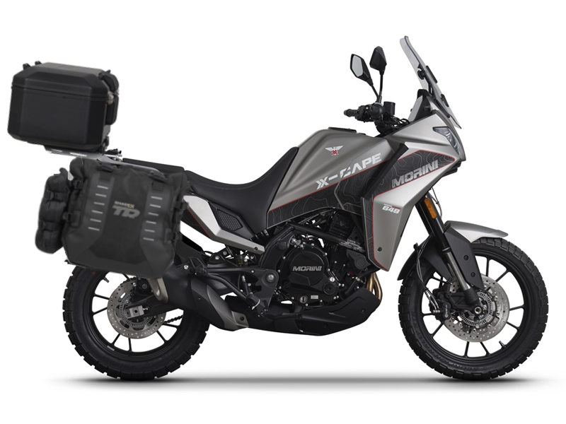 Complete set of SHAD TERRA TR40 adventure saddlebags and SHAD TERRA BLACK aluminium 48L topcase, including mounting kit SHAD Moto Morini X-Cape 649