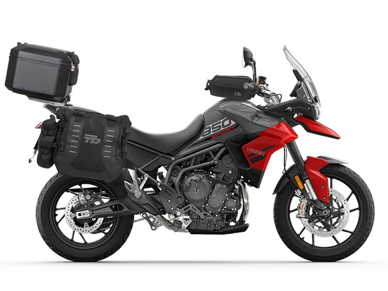 Complete set of SHAD TERRA TR40 adventure saddlebags and SHAD TERRA BLACK aluminium 55L topcase, including mounting kit SHAD TRIUMPH Tiger 900