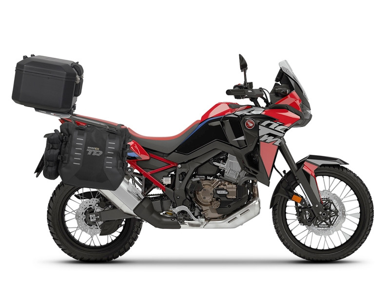 Complete set of SHAD TERRA TR40 adventure saddlebags and SHAD TERRA BLACK aluminium 48L topcase, including mounting kit SHAD HONDA CRF 1100 Africa Twin