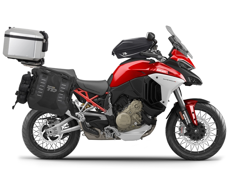 Complete set of SHAD TERRA TR40 adventure saddlebags and SHAD TERRA aluminium 37L topcase, including mounting kit SHAD Ducati Multistrada 1200 V4