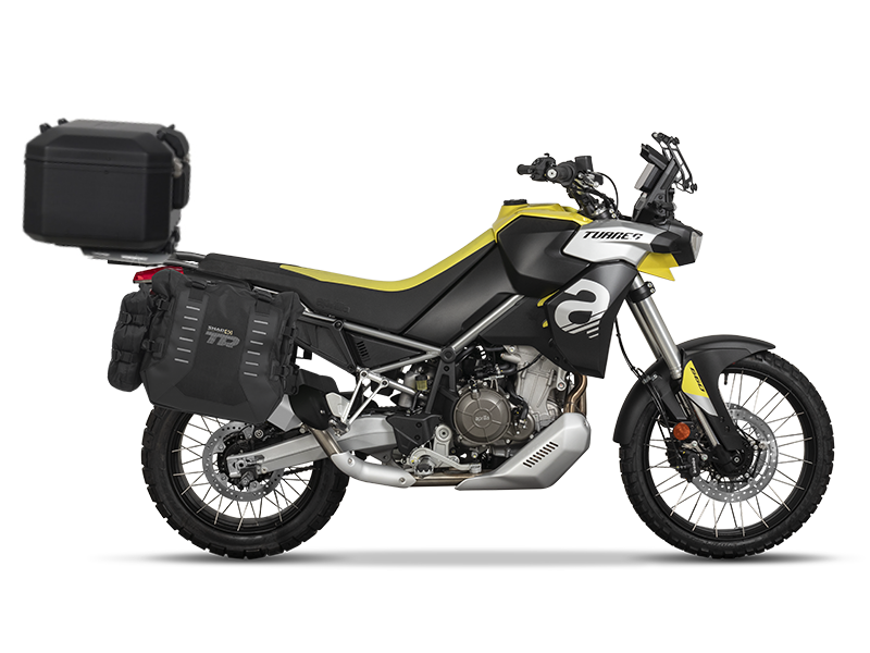 Complete set of SHAD TERRA TR40 adventure saddlebags and SHAD TERRA BLACK aluminium 55L topcase, including mounting kit SHAD Aprilia Tuareg 660