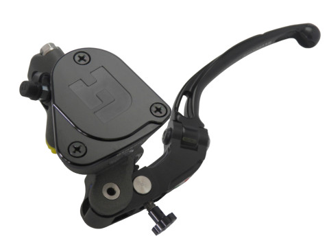 Radial clutch master cylinder ACCOSSATO PK038 19 x 20 with integrated fluid reservoir and gold folding lever (nut+lever)