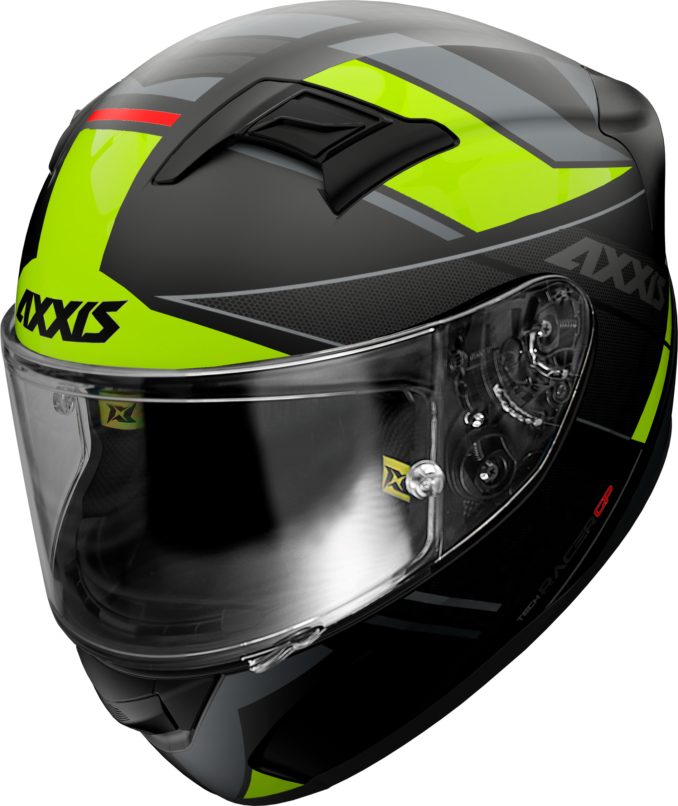 FULL FACE helmet AXXIS GP RACER SV FIBER tech matt fluor yellow XS