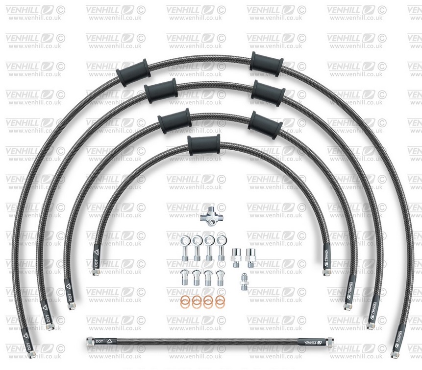 STANDARD Front brake hose kit Venhill POWERHOSEPLUS KAW-11001FS-CB (5 hoses in kit) Carbon hoses, stainless steel fittings
