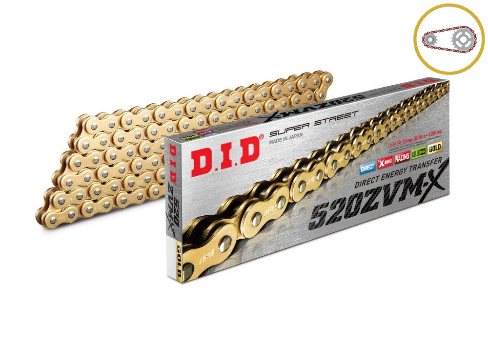 Chain kit D.I.D Chain - Zlat chain 520 ZVM-X, X-ring (X, NX, QX, XS), CHK front sprocket JT, CHK aluminium CHK rear sprocket JT for DUCATI Monster 800 S2R Dark 2006