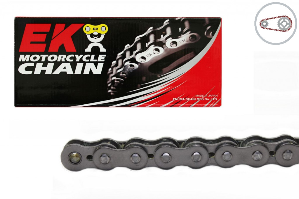 Chain kit EK - Silver chain 428 DEH, Non-sealed, CHK front sprocket JT, CHK rear sprocket JT for BENELLI BN 125 2017-2024