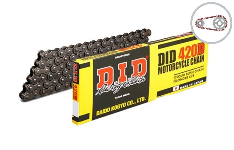 Chain kit D.I.D Chain - Silver chain 420 D, Non-sealed, CHK front sprocket SUPERSPROX, CHK rear sprocket SUPERSPROX for DERBI GPR 50 Racing/Replica 2006-2013