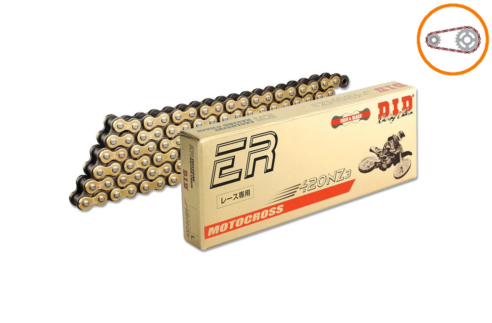 Chain kit D.I.D Chain - Zlat chain 420 NZ, Non-sealed, CHK front sprocket SUPERSPROX, CHK rear sprocket SUPERSPROX for DERBI GPR 50 Nude 2006-2012