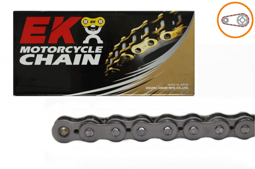 Chain kit EK - Silver chain 420 SH, Non-sealed, CHK front sprocket SUPERSPROX, CHK rear sprocket SUPERSPROX for HONDA CRF 70 F 2005-2012