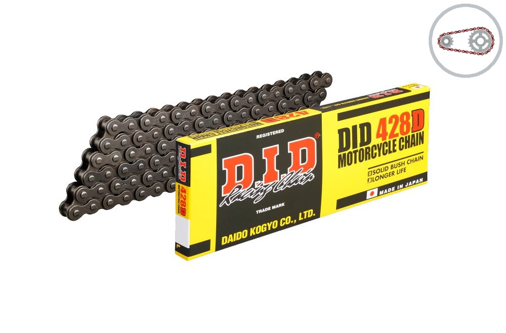 Chain kit D.I.D Chain - Silver chain 428 D, Non-sealed, CHK front sprocket SUPERSPROX, CHK rear sprocket SUPERSPROX for SUZUKI TU 125 XT 1999-2000