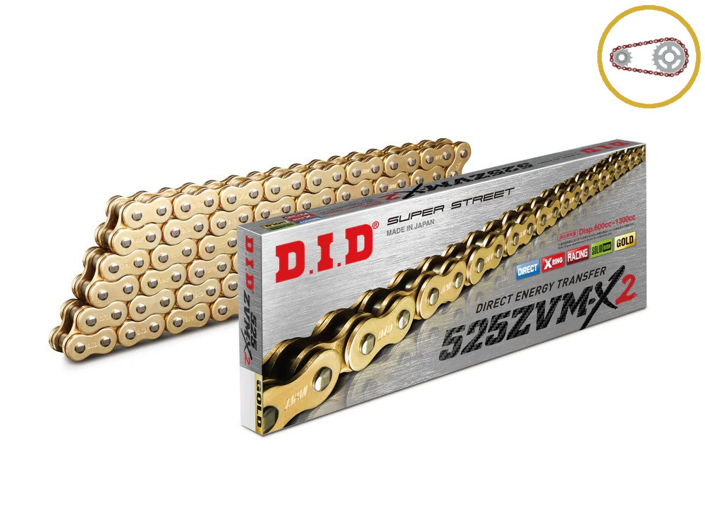 Chain kit D.I.D Chain - Zlat chain 525 ZVM-X, X-ring (X, NX, QX, XS), CHK front sprocket SUPERSPROX, CHK rear sprocket SUPERSPROX STEALTH for HONDA CRF 1100 L Africa Twin 2020-2026