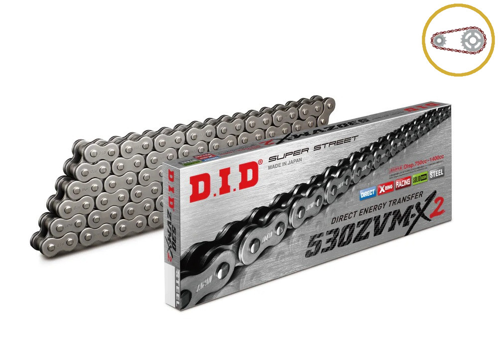 Chain kit D.I.D Chain - Silver chain 530 ZVM-X, X-ring (X, NX, QX, XS), CHK front sprocket SUPERSPROX, CHK rear sprocket JT for HARLEY DAVIDSON RA 1250 S Pan America Special 2021-2025