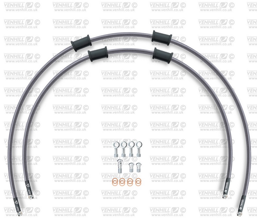 RACE Front brake hose kit Venhill POWERHOSEPLUS HON-6004F (2 hoses in kit) clear hoses, chromed fittings