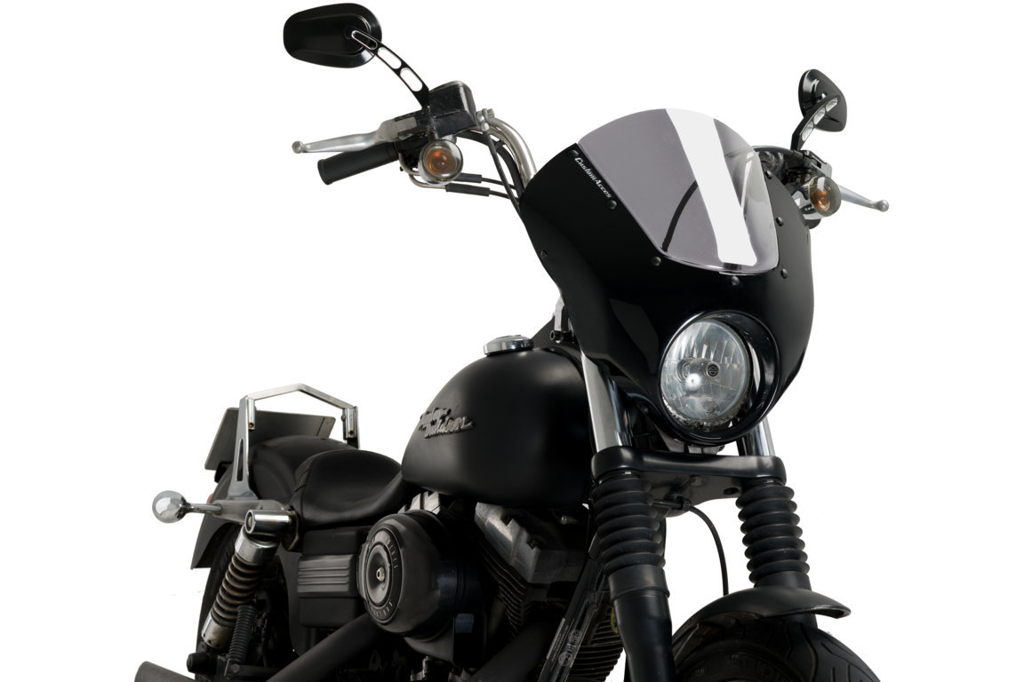 Semifairing PUIG DARK NIGHT 21095H smoke for HARLEY DAVIDSON FXDBI 1450 Dyna Street Bob 2006-2007, HARLEY DAVIDSON FXDB 1584 Dyna Street Bob 2007-2017