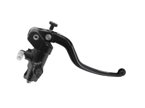 Radial brake master cylinder ACCOSSATO CL023 19x18 with black anodyzed body and fixed silver lever (nut+lever)