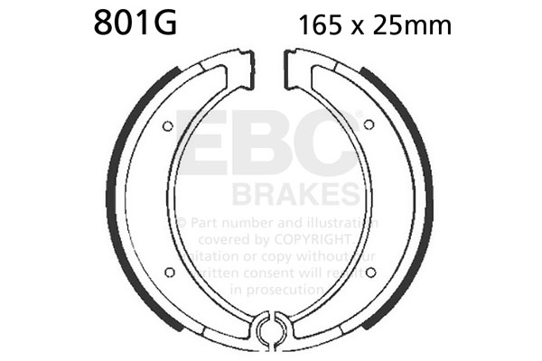 Brake shoe set EBC 801G grooved