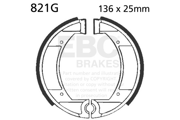 Brake shoe set EBC 821G grooved