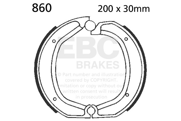 Brake shoe set EBC 860 excluding springs
