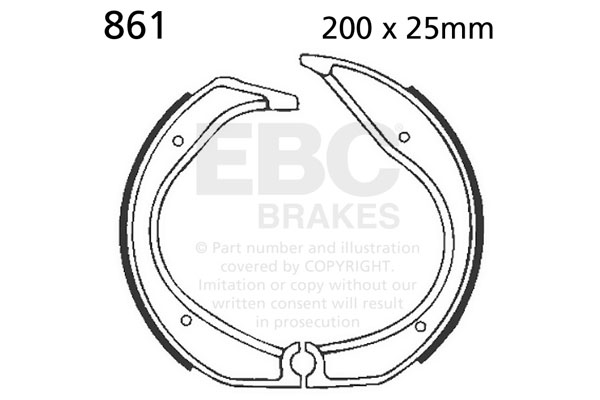 Brake shoe set EBC 861 excluding springs