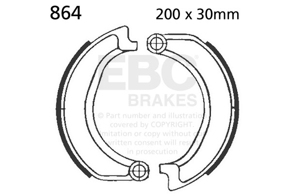 Brake shoe set EBC 864 excluding springs