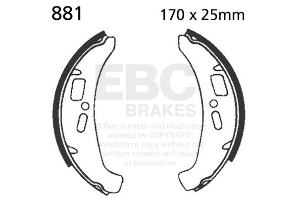 Brake shoe set EBC 881 excluding springs