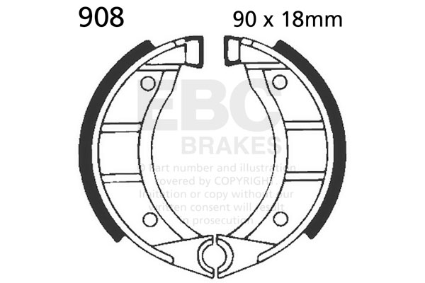 Brake shoe set EBC 908 excluding springs