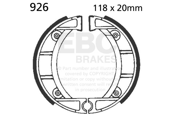 Brake shoe set EBC 926 excluding springs
