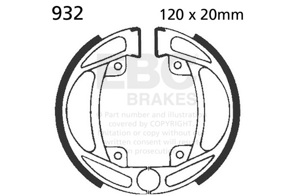 Brake shoe set EBC 932 excluding springs