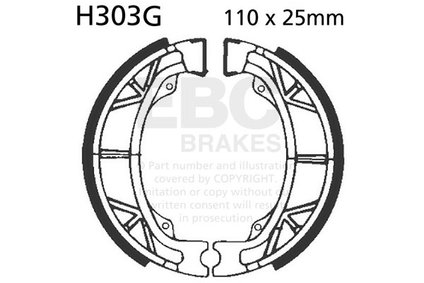 Brake shoe set EBC H303G grooved includings springs