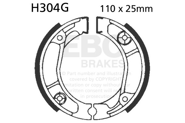 Brake shoe set EBC H304G grooved includings springs