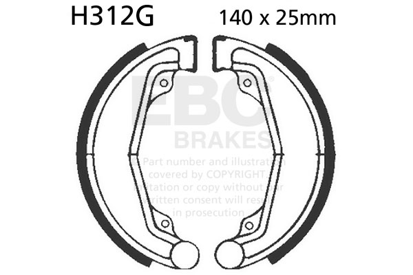 Brake shoe set EBC H312G grooved includings springs