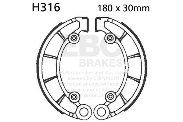 Brake shoe set EBC H316 excluding springs